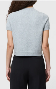 Vhari Knit Mock Neck Short Sleeved Top- Light Grey