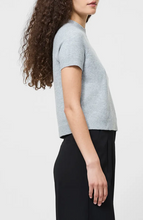 Vhari Knit Mock Neck Short Sleeved Top- Light Grey