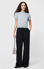 Vhari Knit Mock Neck Short Sleeved Top- Light Grey