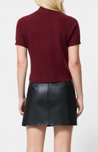 Vhari Knit Mock Neck Short Sleeved Top- Cabernet