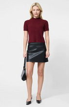 Vhari Knit Mock Neck Short Sleeved Top- Cabernet