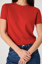 Nola Fine Knit Short Sleeve Sweater- Mars Red