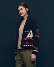 The Sailboat Lodge Cardigan- Dark Navy