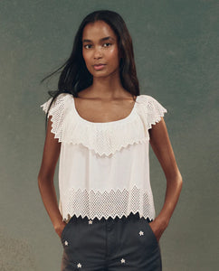 The Westport Top w/ Honeycomb Eyelet- White