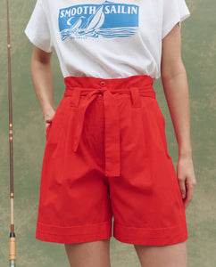 The Pleated Trouser Short- Hot Red
