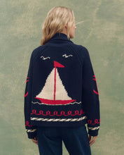 The Sailboat Lodge Cardigan- Dark Navy