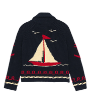 The Sailboat Lodge Cardigan- Dark Navy