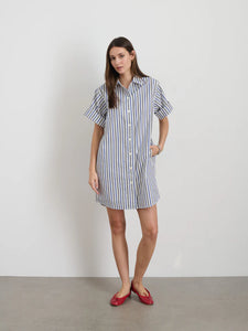Julia Shirt Dress- Off White Stripe