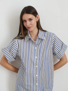 Julia Shirt Dress- Off White Stripe