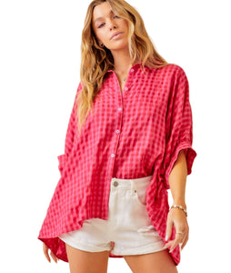 Stella Shirt- Red/Pink Checker