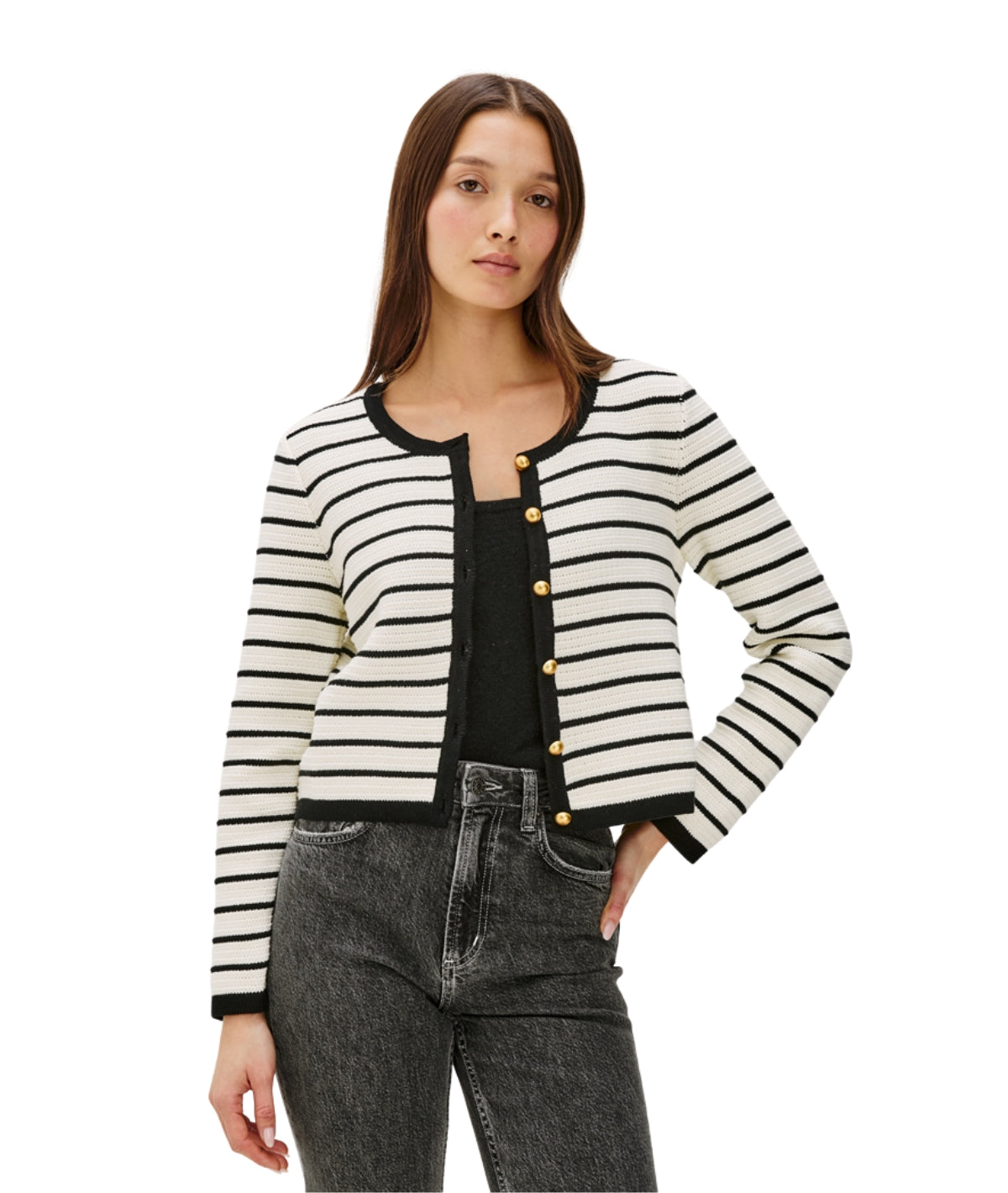 Catania Sweater- Ivory/ Black Stripe