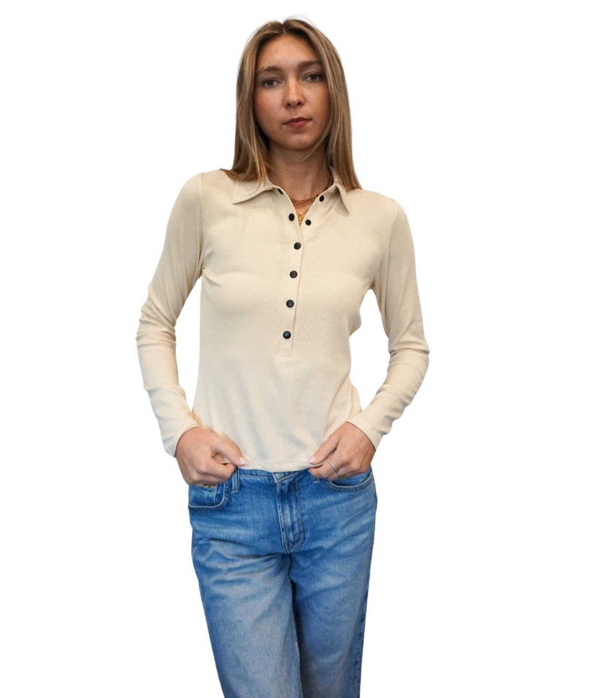 Kylee Snap Long Sleeve- Bone