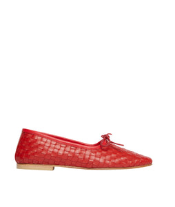 Jada Square Toe Ballet Flat- Crimson Red