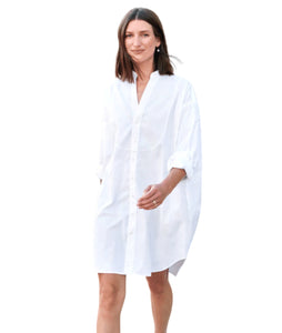 Tori Italian Tuxedo Shirtdress- White