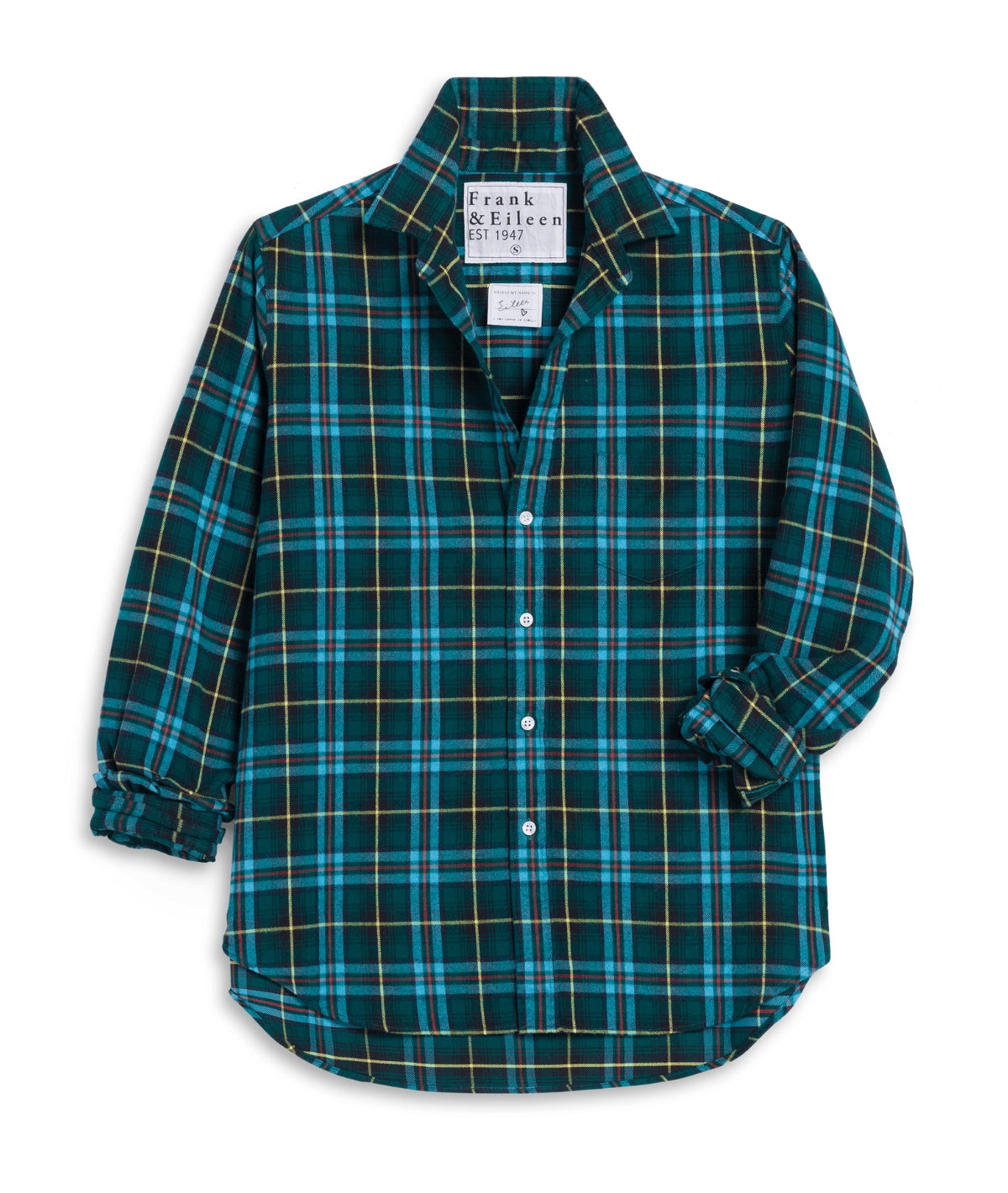 Eileen Relaxed Button- Up Shirt- Green, Blue, Yellow, Red Plaid