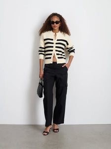 Nico Striped Cardigan-  Ivory/Black