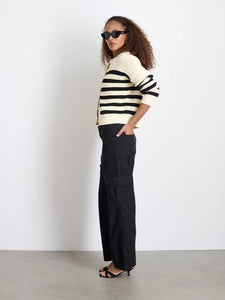 Nico Striped Cardigan-  Ivory/Black