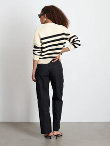 Nico Striped Cardigan-  Ivory/Black