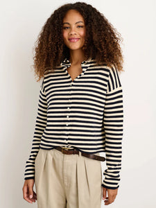 Taylor Striped Cardigan- Navy/Ivory