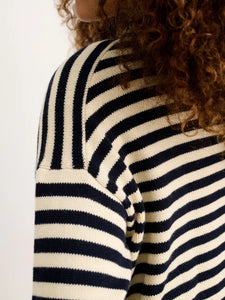 Taylor Striped Cardigan- Navy/Ivory