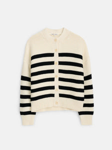 Nico Striped Cardigan-  Ivory/Black