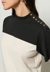 Yvette Colorblock Tee- Jet Black