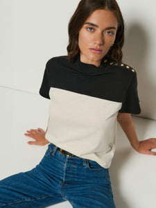 Yvette Colorblock Tee- Jet Black