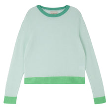 Cashmere Contrast Rib Crew- Pale Green