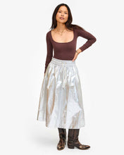 Zoelle Skirt- Silver Metallic Coated Cotton