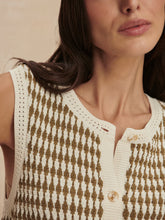 Aura Knit Top- Egret/ Golden Olive