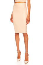 Faux Leather Pencil Skirt- Blanched Almond
