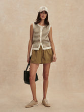 Aura Knit Top- Egret/ Golden Olive
