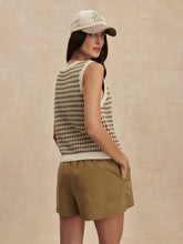 Aura Knit Top- Egret/ Golden Olive
