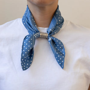 Silk Twill Bandana- Daisy Denim Blue