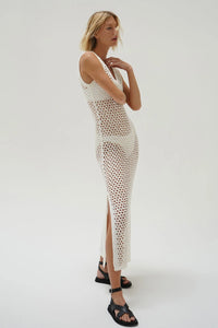 Althaia V Open Knit Maxi Dress- Ivory