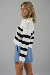 Ari Stripe Sweater- Ivory/Black Stripe