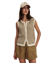 Aura Knit Top- Egret/ Golden Olive
