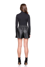 Faux Leather Pleated Short- Black