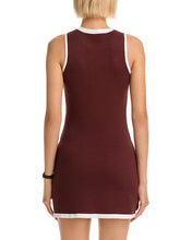 Ruthie Knit Shift Mini Dress- Chocolate/ Cream