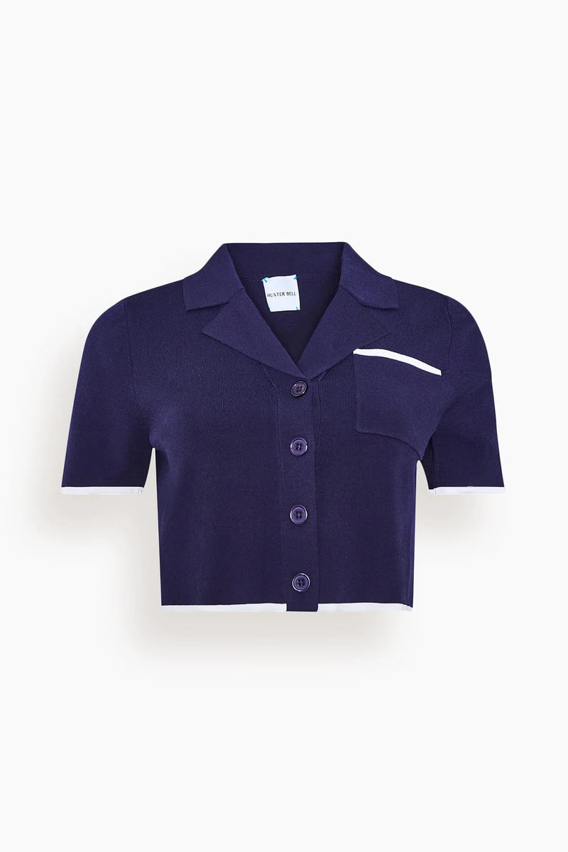 Banff Sweater Top- Navy w/ White
