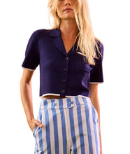 Banff Sweater Top- Navy w/ White