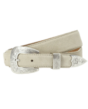 The Western Narrow Belt- Cream W/ Silver