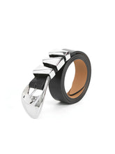 Modern Western Belt in Black- Carbon Black Leather W/ Silver