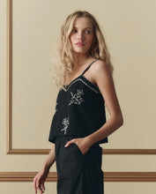 The Weekend Tank w/ Hanky Embroidery- Black