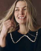 The Crochet Collar Pullover- Black W/ White