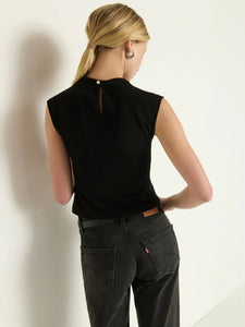 Lulu Mock Neck Top- Jet Black