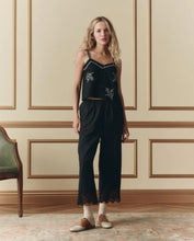 The Weekend Tank w/ Hanky Embroidery- Black