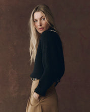 The Crochet Collar Pullover- Black W/ White
