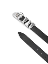 Modern Western Belt in Black- Carbon Black Leather W/ Silver