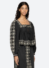 Mirabel Print Long Sleeve Top- Black